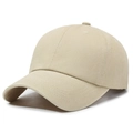 Casquette de baseball classique en coton lavé beige avec six panneaux et visière courbée - Réglable / Beige Clair