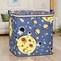 Navy blue space themed foldable non-woven fabric storage bin with astronaut patterns - Zipper Spaceman