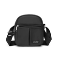 Minimalist black nylon crossbody bag with adjustable strap and front zipper pocket - 16*7*19cm / Classic Black