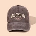 Vintage Brooklyn 1947 embroidered baseball cap in deep coffee cotton with a wide brim - Coffee
