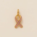 Detail of pink enamel breast cancer awareness ribbon pendant in gold plated steel - Pink Ribbon Knot