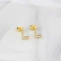 Elegant gold-plated letter L stud earrings with micro-paved white cubic zirconia - Letter L