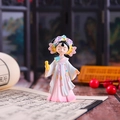 Tang dynasty girl figurine holding a yellow book scroll on an ancient book base - D1218-3A Muyan with Scroll Small