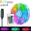 RGB 5050 LED strip kit with 24-key remote and controller in colorful lighting - 1m+24-Key Remote(12 LEDs/m) / RGB Multicolor