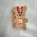 Iridescent cartoon gingerbread man hair claw clip with red polka dot bow in orange-pink - Gingerbread Man 2