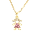 Exquisite gold girl pendant necklace with micro-pave pink and white cubic zirconia stones - Girl Gold Red Zirconia
