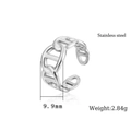 Silver stainless steel C-shaped pig nose ring with maritime chain design and 9.9mm width - Silver