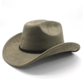 Detail of khaki suede cowboy hat featuring wide brim and black braided decorative band - M(56-58cm) / Army Green (Faux Suede)