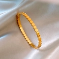Golden honeycomb titanium steel bangle with a luxury hexagonal textured finish - Plain Honeycomb Style (B229)
