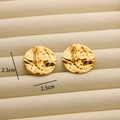 2.3cm hammered gold titanium steel stud earrings with 18K finish in a velvet tray - R198 Wrinkled Coin / Gold