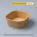 1200ml square kraft paper disposable food container for eco-friendly takeout packaging - No Lid / 1200ml Natural Square Box