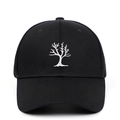 Gorra de béisbol de algodón negro con bordado de rama blanca y visera curvada - Ajustable / Negro