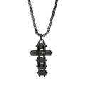 Pendaglio a croce in stile industriale su una collana nera in acciaio al titanio da uomo - Collana Nera (KN231324-KFC)