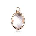 Detailed close-up of a marquise cut crystal pendant with elegant rose gold metal frame - Gold - April