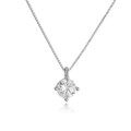 Detail of S925 silver necklace featuring a brilliant four-prong round zircon solitaire - White Gold Large