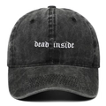 Gorra de béisbol de algodón lavado gris oscuro con bordado gótico Dead Inside retro - Ajustable / Negro