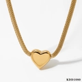 Gouden ketting met hol hartvormig hanger en mesh-ketting, modelnummer KDD1080 - Harthanger (KDD1080) / Goud
