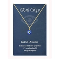 Golden stainless steel chain necklace featuring a classic blue evil eye amulet pendant - 18K Gold Blue Bead (Blue-Gold Eye)