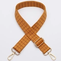 Adjustable houndstooth bag strap in mustard yellow with golden metal lobster clasps - No. 334 Gold Hook