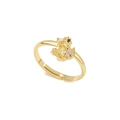 Adjustable gold ring featuring a cute cartoon duck with yellow gemstone and micro-pave - Gold (JZ00240 Gold)