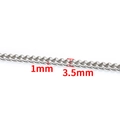 Macro shot of silver stainless steel chain with 3.5mm width and 1mm link thickness - Round Grind Chain 3.5mm