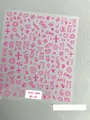 Pink line art nail stickers featuring cute cartoon animals and heart motifs - Aha-8805 Pink Icons