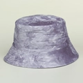 Tie-dye reversible bucket hat in purple and white featuring reinforced stitching sun protection - M (56-58cm) / Gray