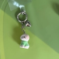 Portachiavi cane Bichon floccato con maglione verde e ciondolo a forma di cuore - Cucciolo con Cuore