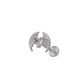 Silver wing ear stud with heart-shaped gemstone and flat back design - Silver Wing Heart / Silver