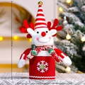 Christmas reindeer knitted apple gift box cover with bell and snowflake pattern - Red Patchwork Reindeer Style (S231-C)