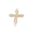 Gold plated cross charm connector with sparkling zircon stones for jewelry making - Gold Cross Micro-Pave (L0346-A)