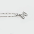 Silver letter M pendant necklace with textured honeycomb surface on a thin link chain - Letter M / Silver