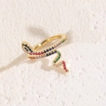 Adjustable golden snake ring featuring vibrant colorful zircon stones in a wrap design - Gold Multi-color Zirconia Snake