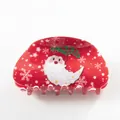 Christmas hair claw clip featuring Santa Claus cartoon design on a festive red background - Red Santa Claus Head