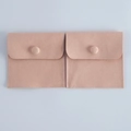 Pink microfiber jewelry pouch set with snap closure for necklace and ring storage - 8x8cm / Nude Pink