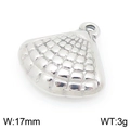 Silver stainless steel seashell pendant with checkered texture and 17mm width - Silver Shell (KLJ9914-Z)