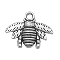 Silver bee insect charm pendant with top loop for DIY necklace and bracelet crafting - 1pc Antique Silver Small Bee 16x20mm