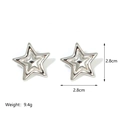 Detail view of 18K gold and silver star earrings with 2.8cm size and 9.4g weight specs - Triple Layered 3D Star / Silver