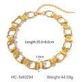 Collana con farfalla dorata, chiusura OT e catena a sfere in acciaio al titanio - Collana con Anello a Farfalla (HC-N40294)