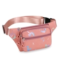 Riñonera rosa de nailon impermeable con estampados holográficos y correa ajustable - Rosa Anaranjado