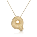 Gold plated initial Q necklace featuring cubic zirconia pavé with a sleek box chain - Letter Q