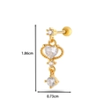 Orecchino piercing dorato per cartilagine con pendente a cuore in zircone e perline - Stile 10 Pendente Cuore / Giallo Oro