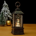 Lanterne de Noël vintage en bronze avec bonhomme de neige et lumières LED festives - Bonhomme de Neige