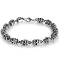 Pulsera de calavera plateada retro para hombre en acero inoxidable con cierre de langosta - Plateado