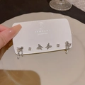 Silver S925 stud earring set with heart, butterfly and round zircon stones on card - Heart Butterfly Zircon Set