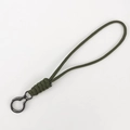 Lanière de poignet en paracorde vert armée avec mousqueton en métal noir robuste - Style Long / Vert Armée
