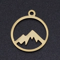 Ciondolo montagna dorato in acciaio inossidabile con design a silhouette vuota - Oro