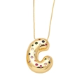 Golden letter C pendant necklace with colorful zircon stones and fine box chain - Style C