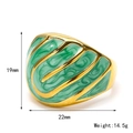 Anillo retro francés de oro de 18k con esmalte irregular y textura de mármol verde - US 6 / Esmalte Verde Dorado