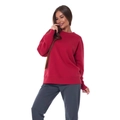 Minimalist red crewneck sweatshirt in a loose fit, soft fleece lining for autumn winter - S / Wine Red (Thin)